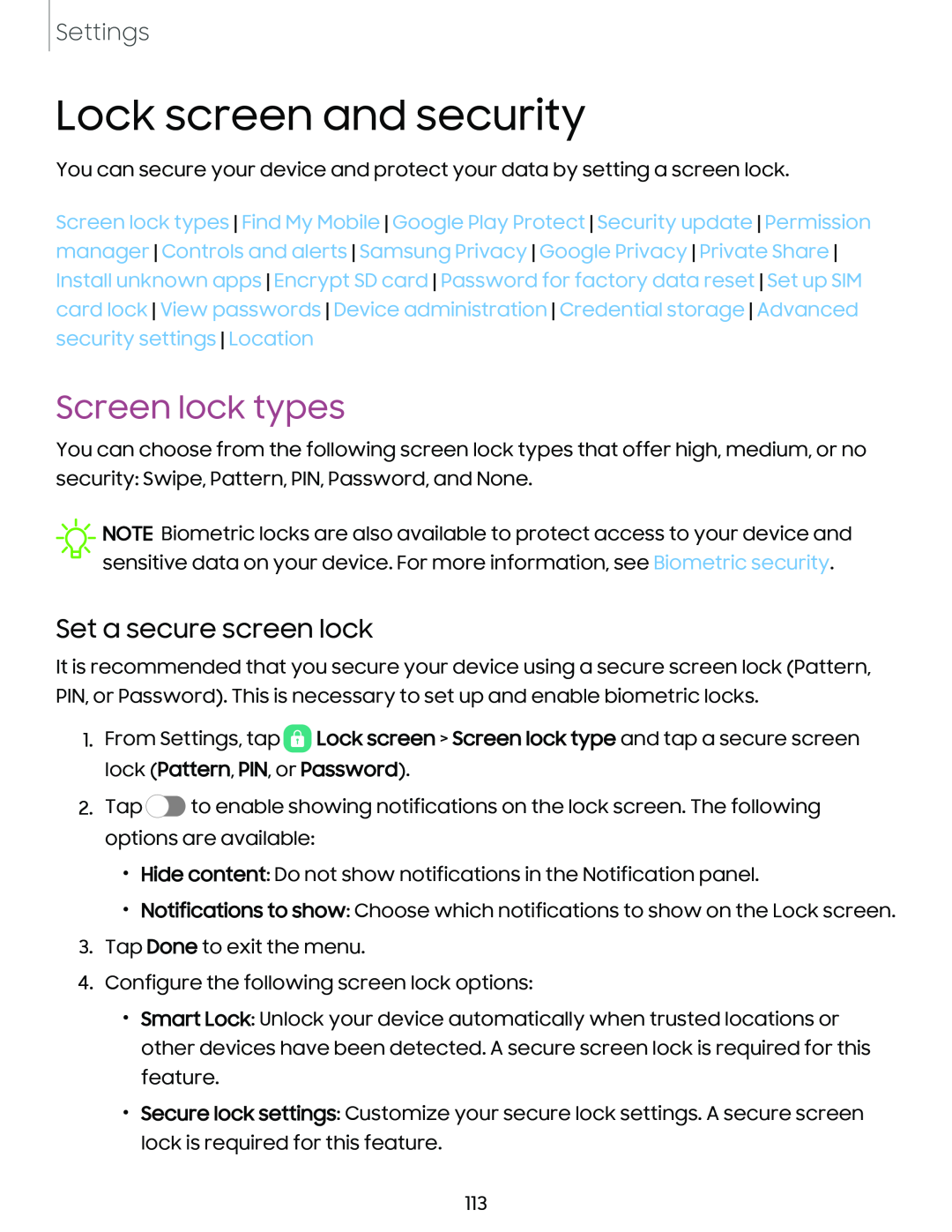 Lock screen and security Galaxy A03s Tracfone