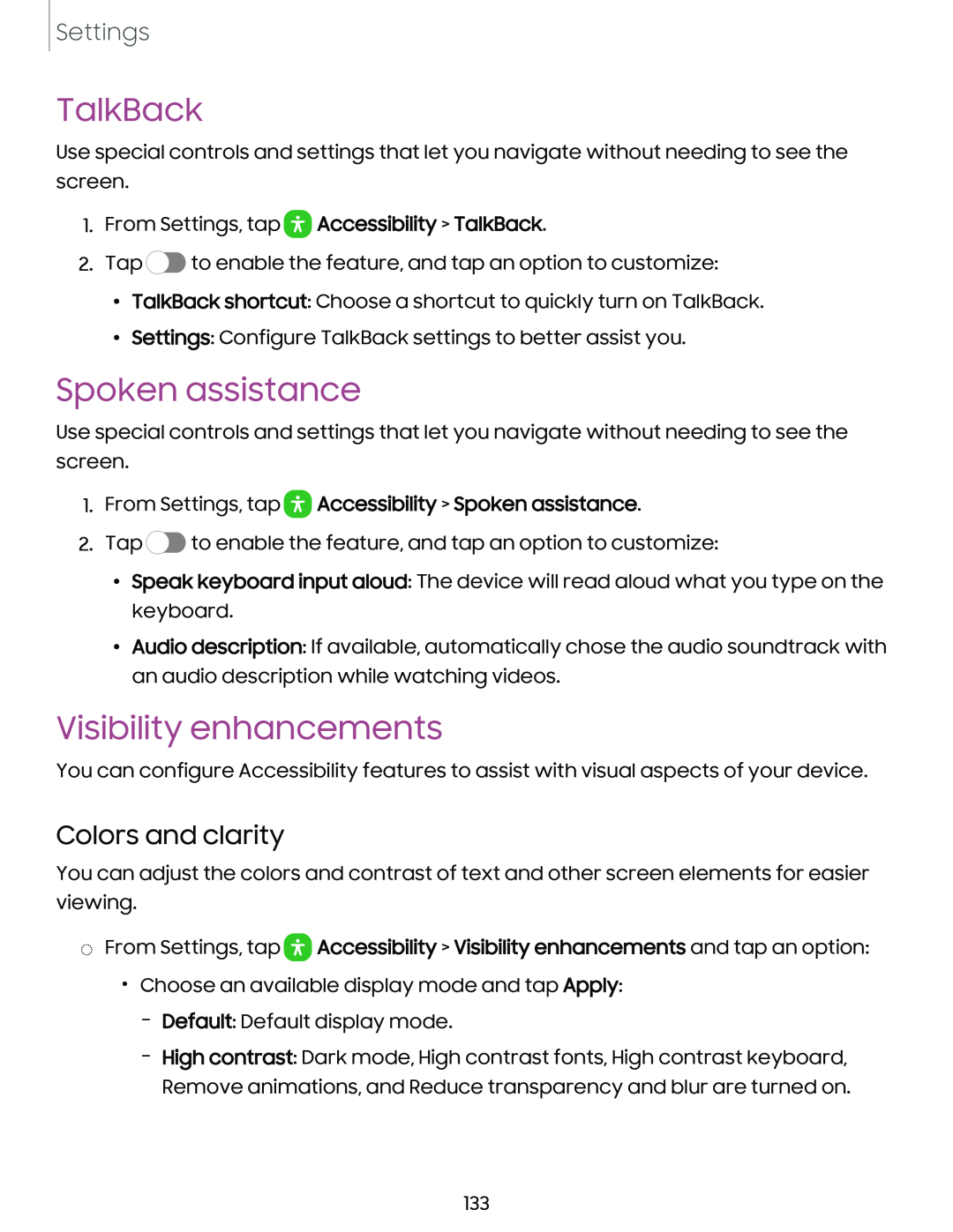 Visibility enhancements Galaxy A03s Tracfone