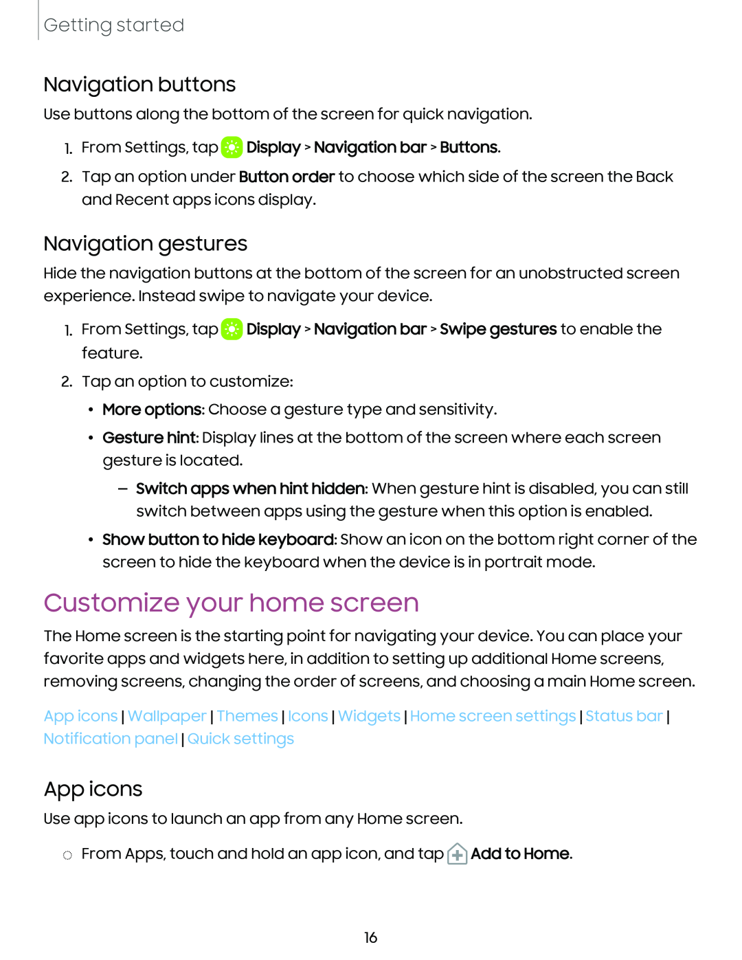 App icons Galaxy A03s Tracfone