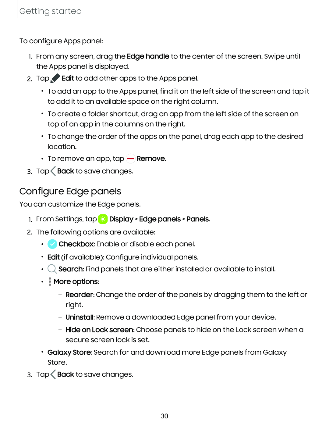 Configure Edge panels Galaxy A03s Tracfone