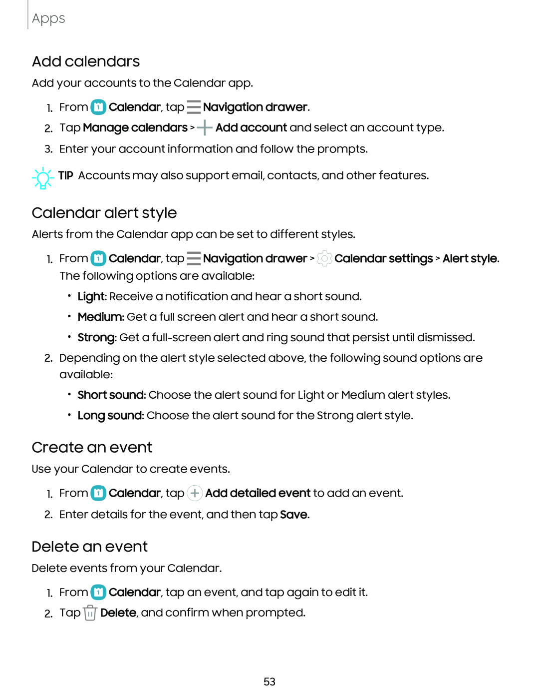 Delete an event Galaxy A03s Tracfone