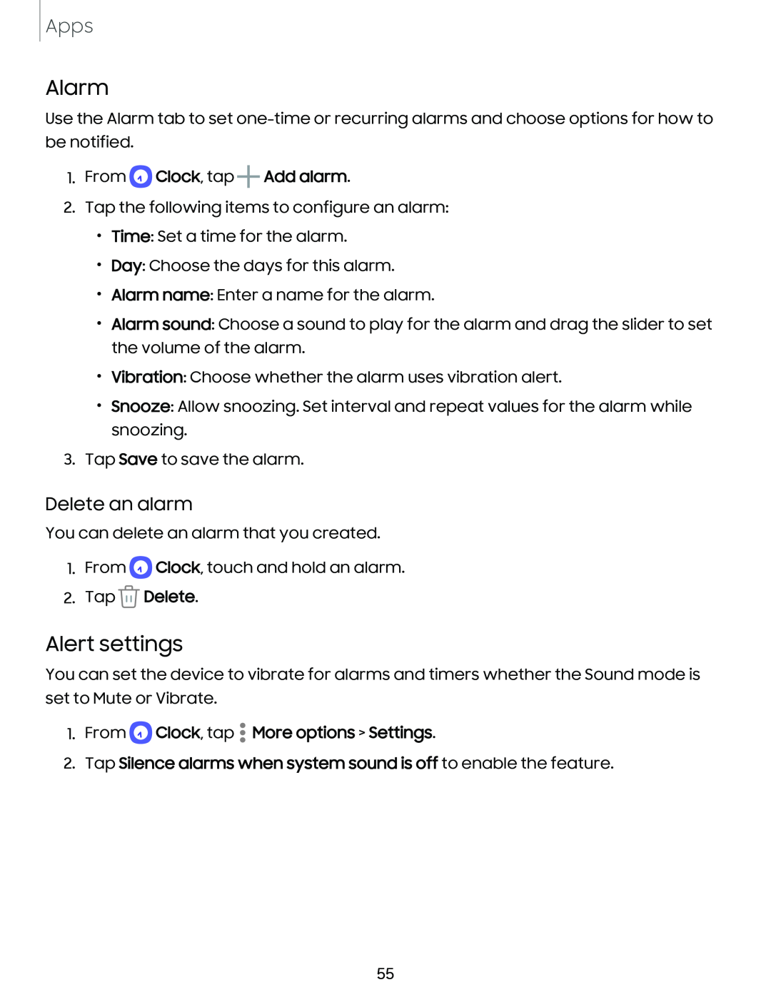 Alert settings Galaxy A03s Tracfone