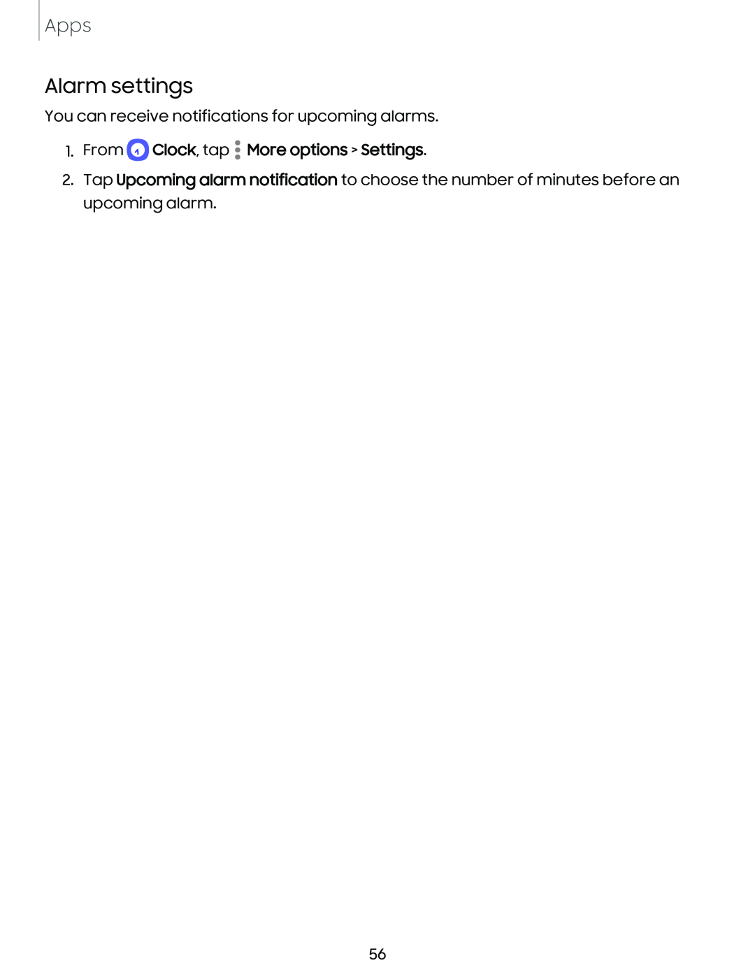 Alarm settings Galaxy A03s Tracfone