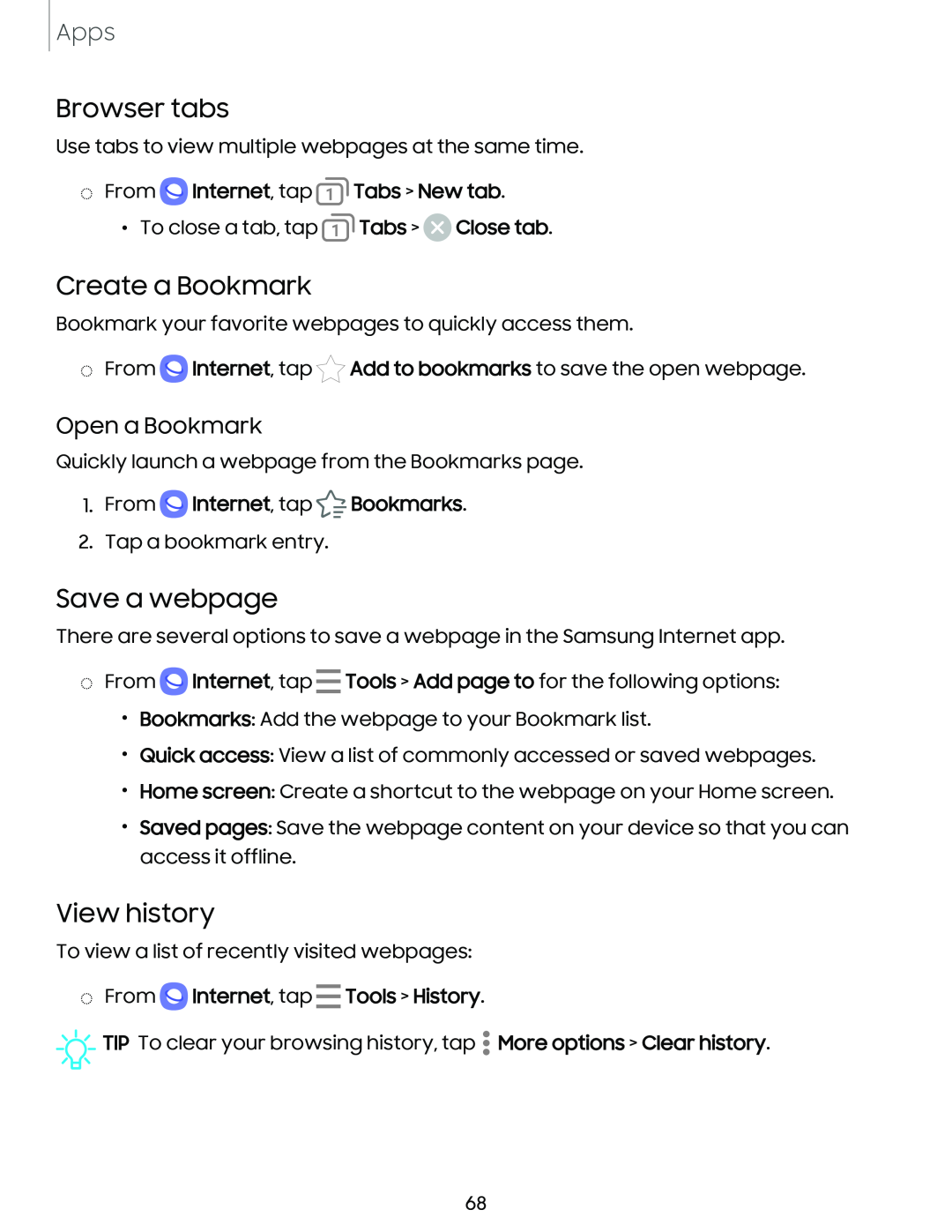 Browser tabs Galaxy A03s Tracfone