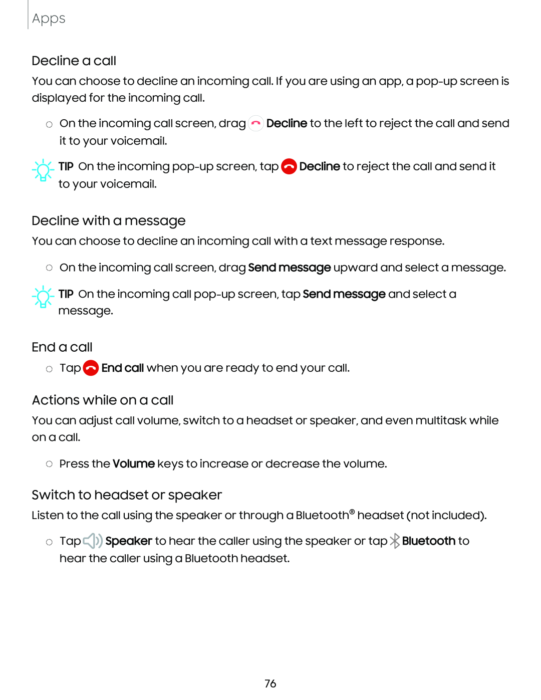 Actions while on a call Galaxy A03s Tracfone