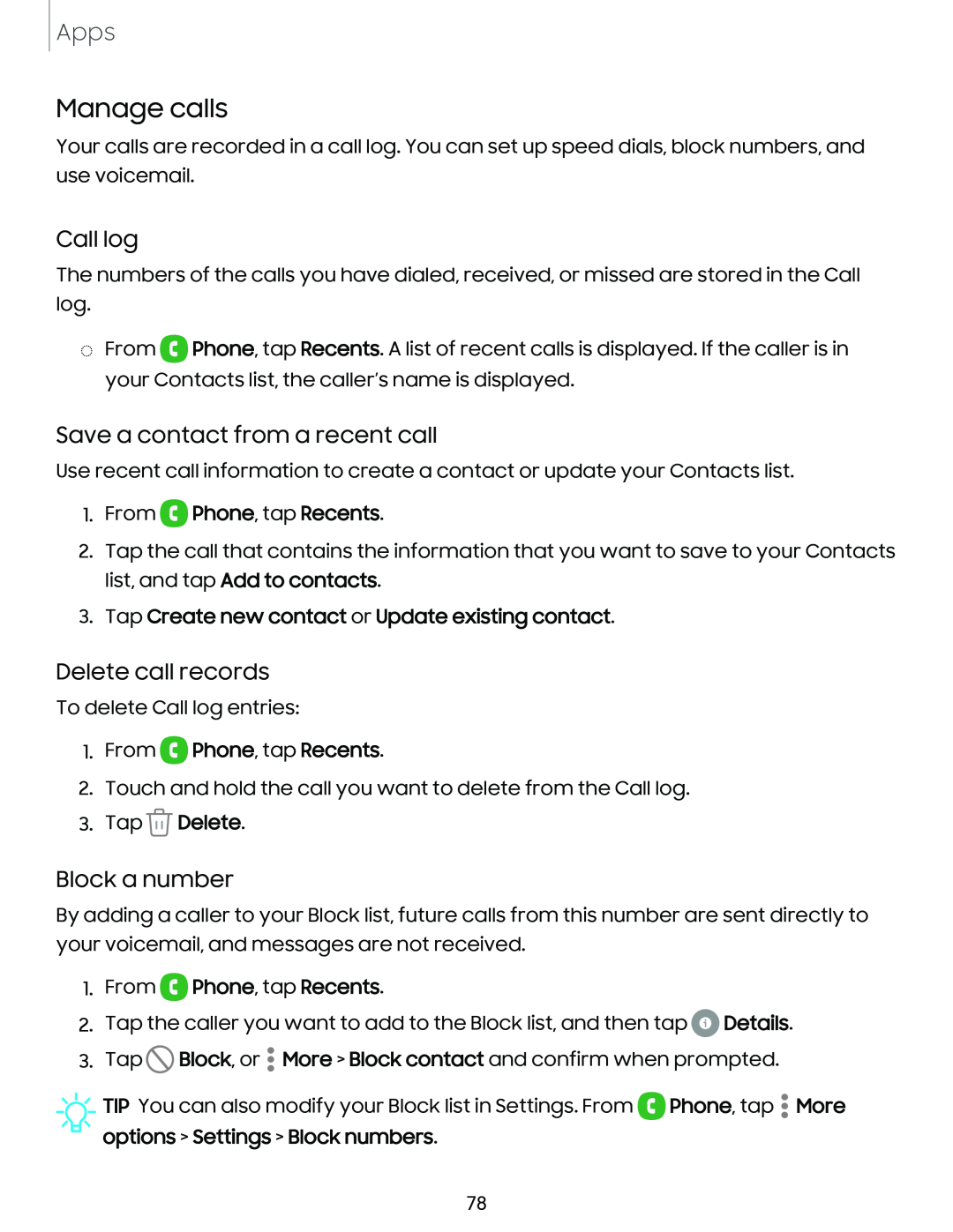 Manage calls Galaxy A03s Tracfone