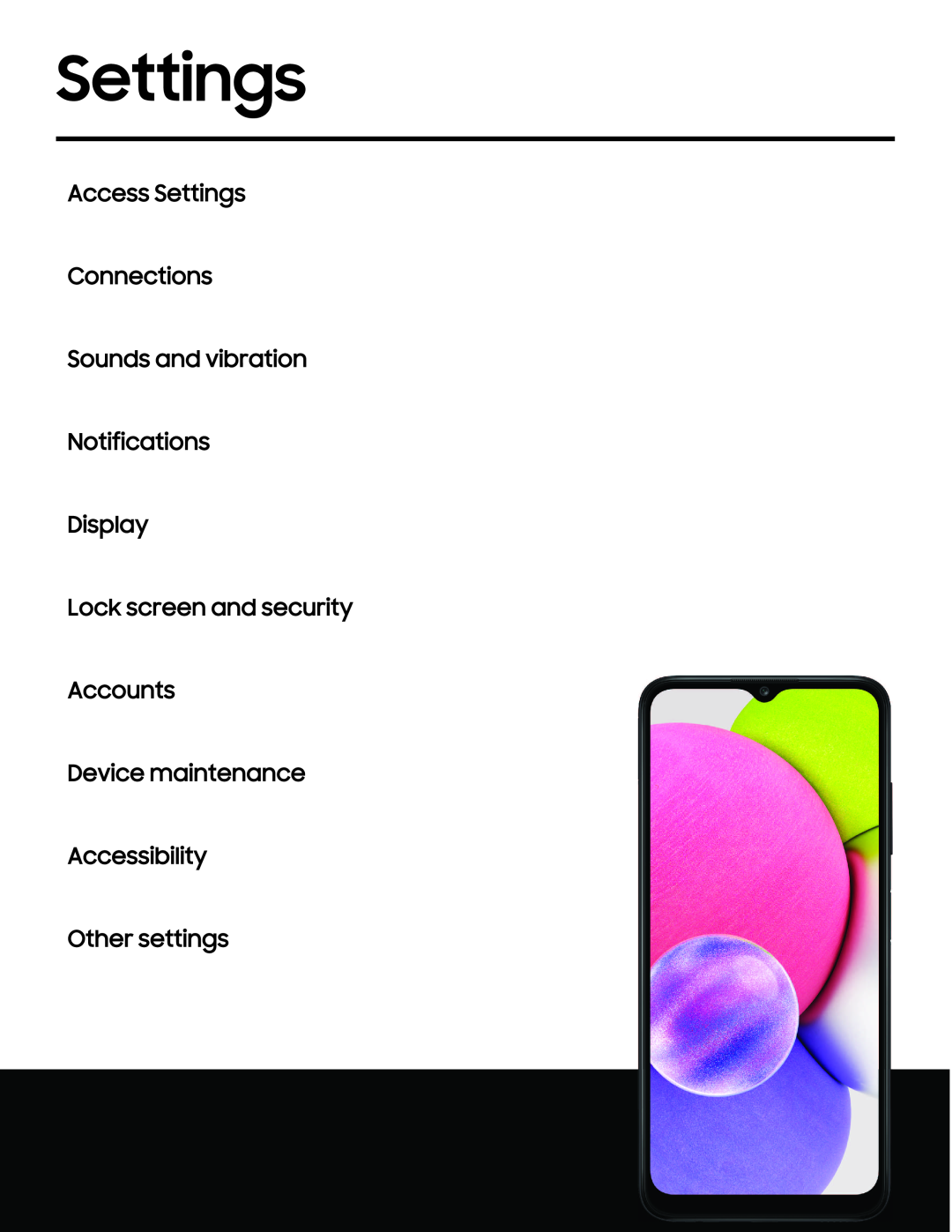 Settings Galaxy A03s Tracfone