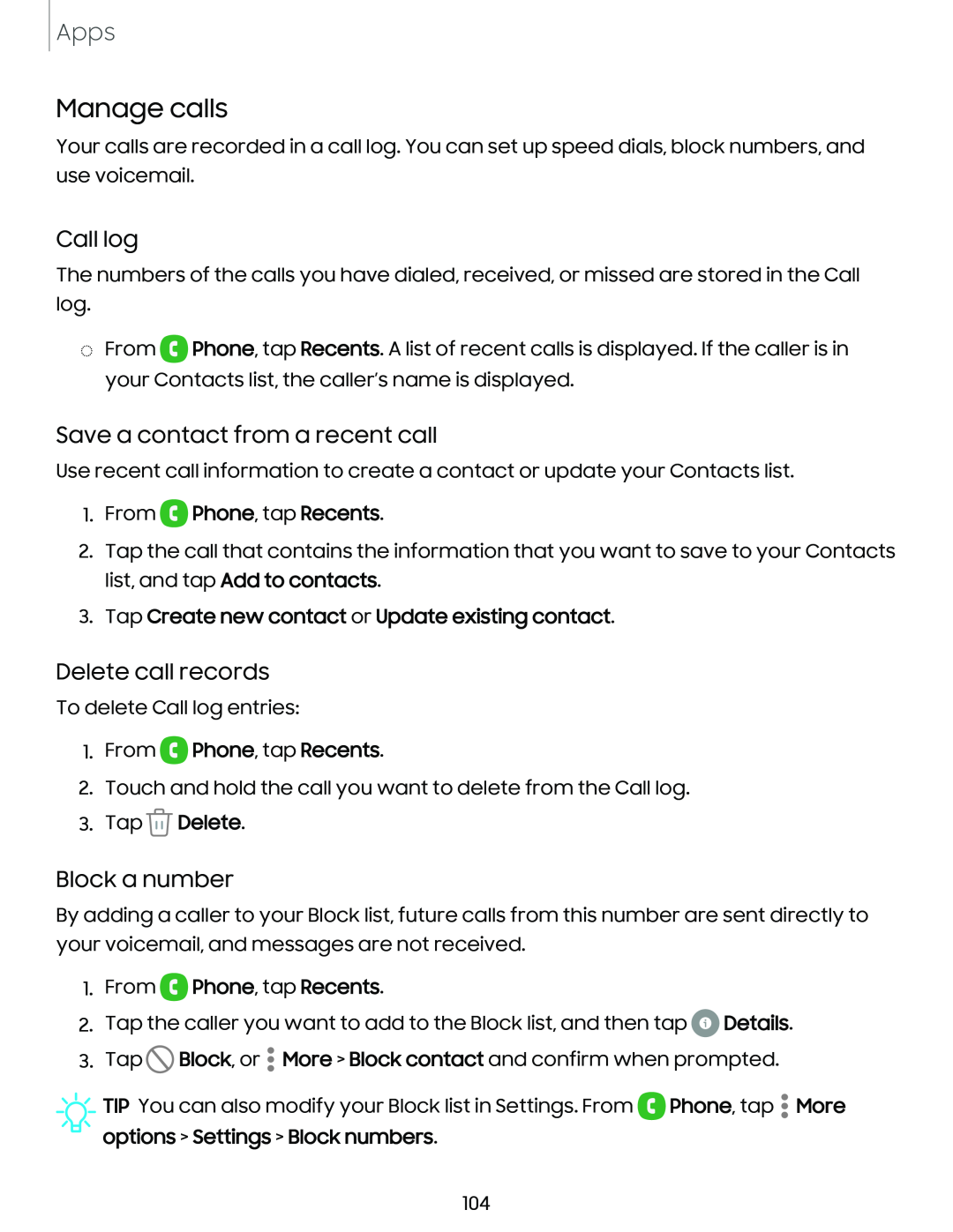 Delete call records Galaxy S23 Verizon