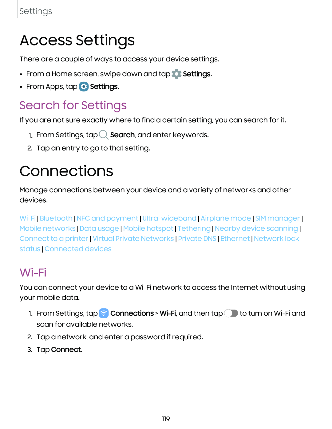 Access Settings Galaxy S23+ Verizon