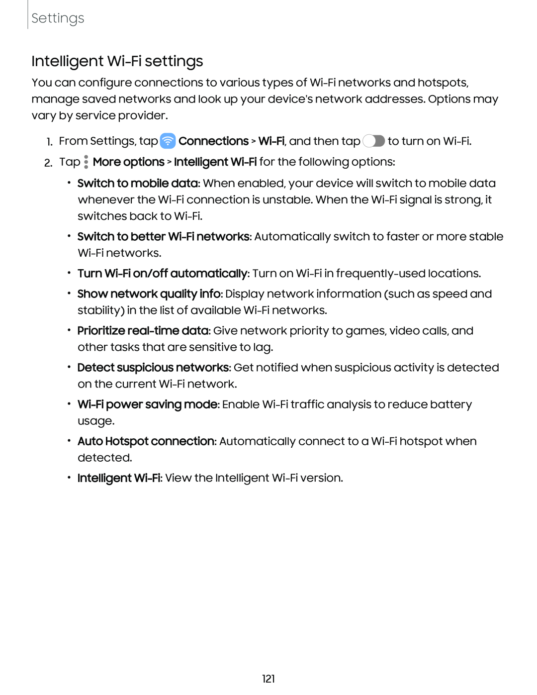 Intelligent Wi-Fisettings Galaxy S23 Ultra Verizon