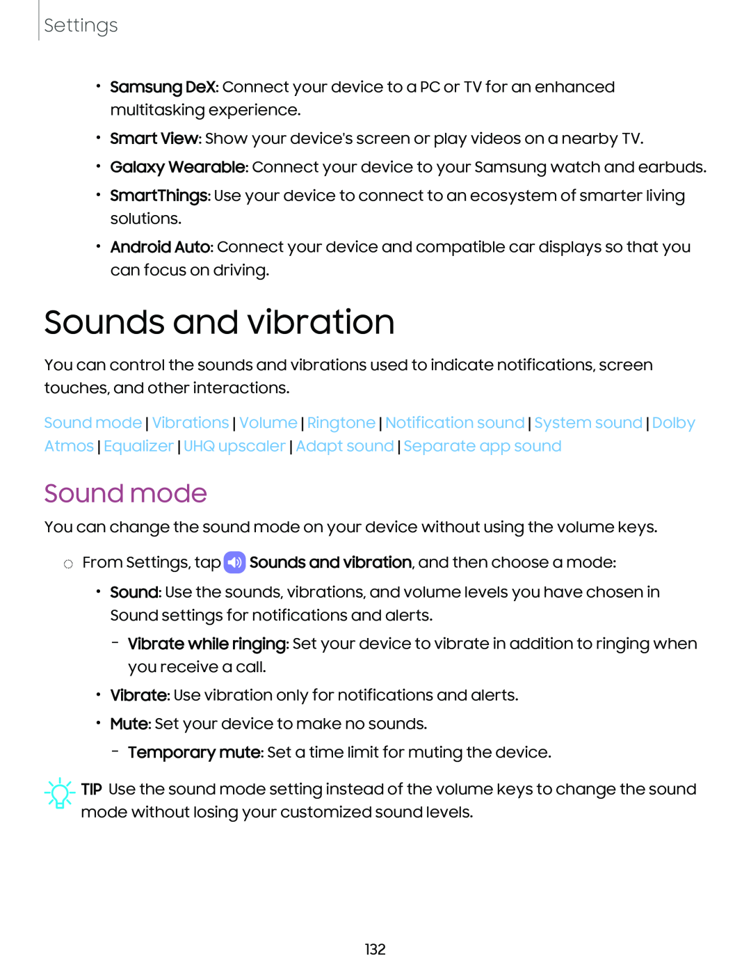 Sounds and vibration Galaxy S23 Ultra Verizon