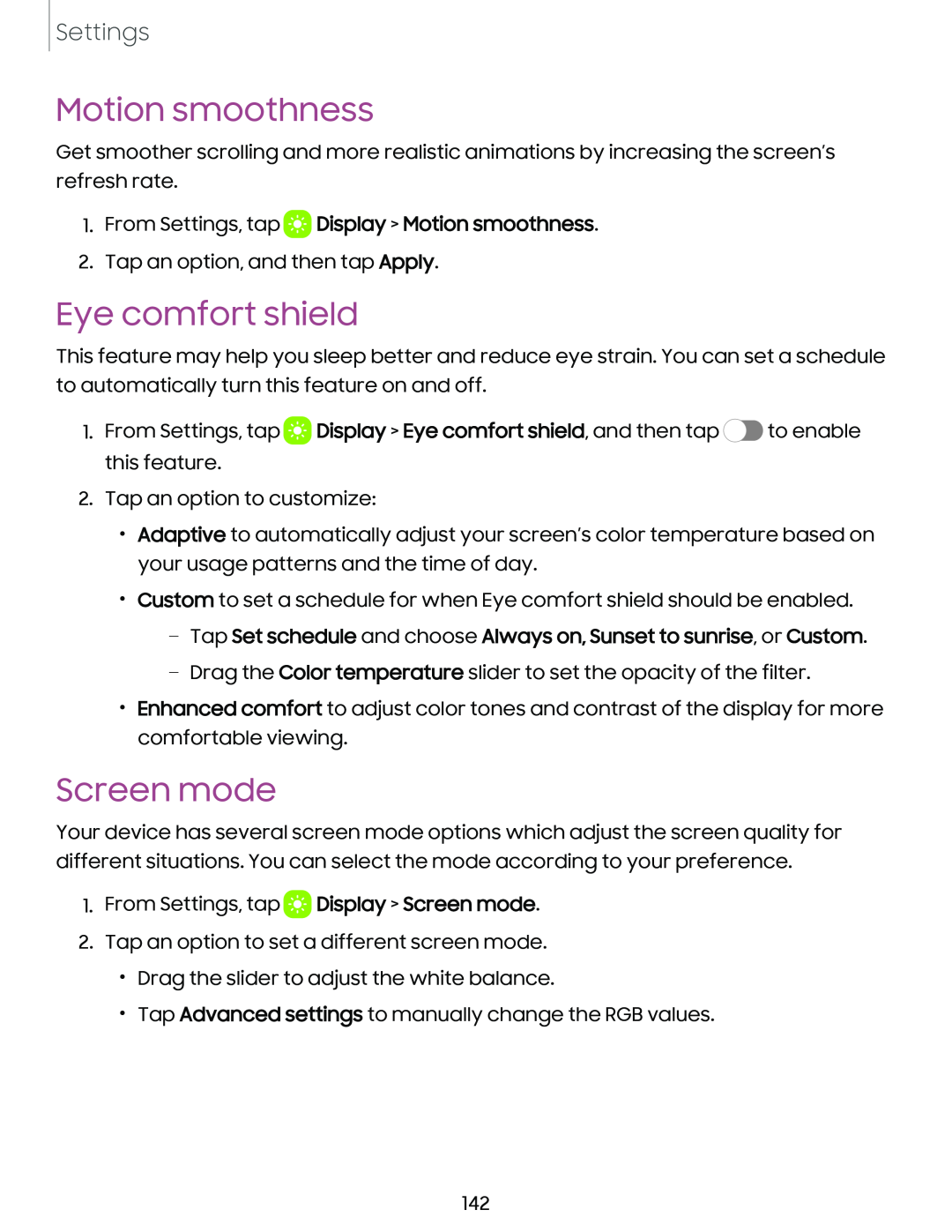 Screen mode Galaxy S23+ Verizon