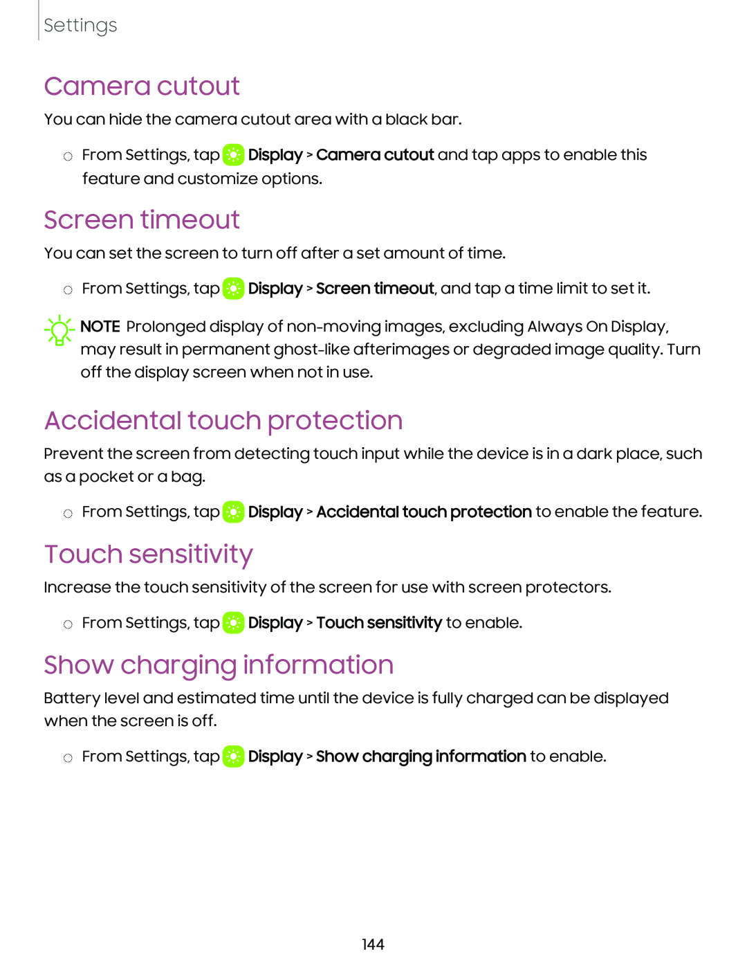 Show charging information Galaxy S23 Verizon