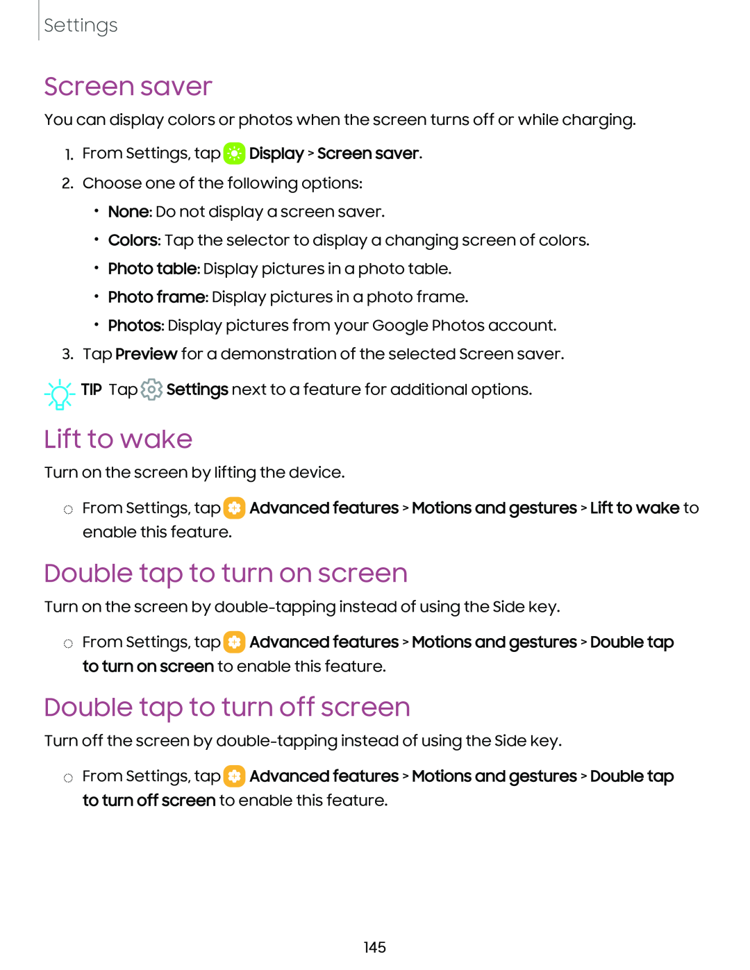 Double tap to turn on screen Galaxy S23 Ultra Verizon