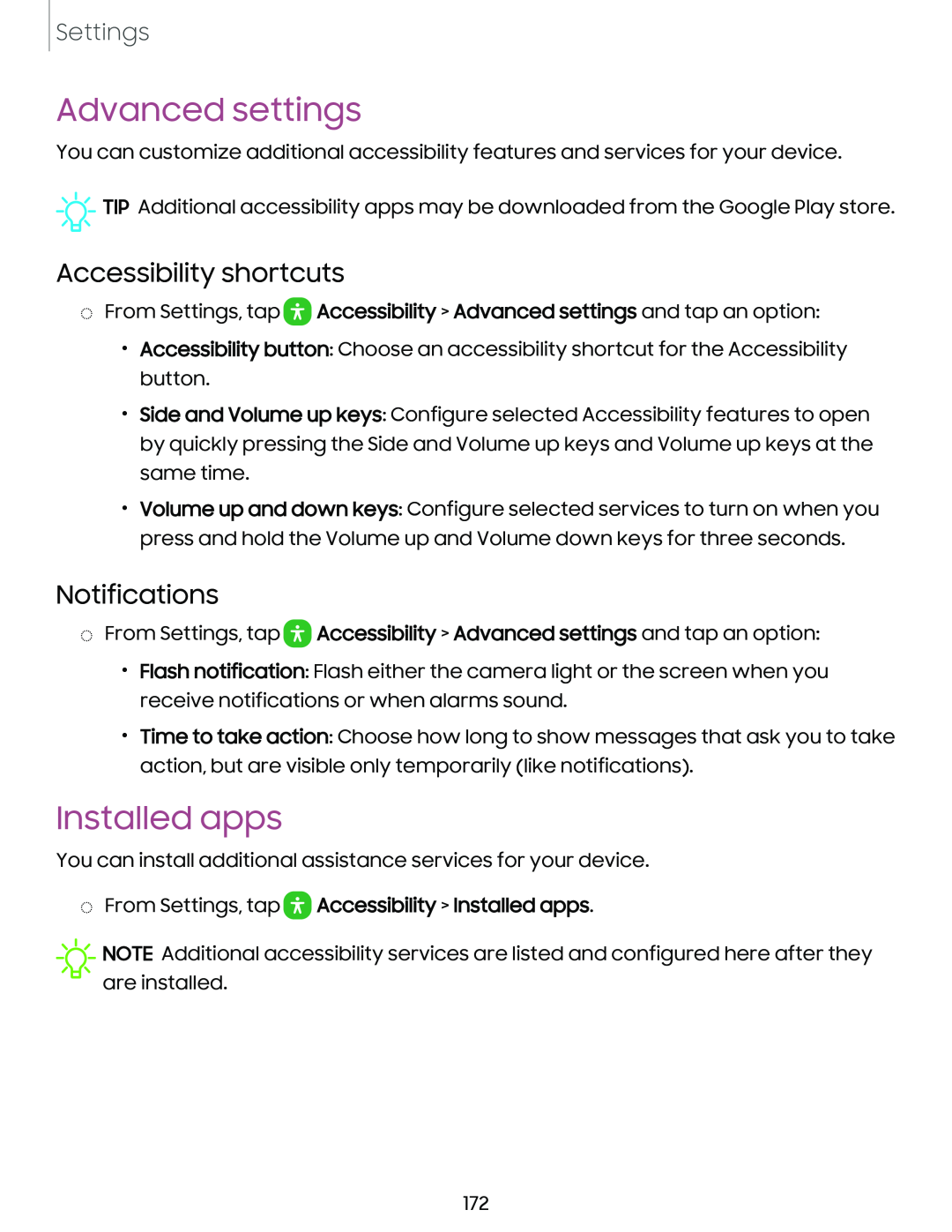 Accessibility shortcuts Galaxy S23+ Verizon