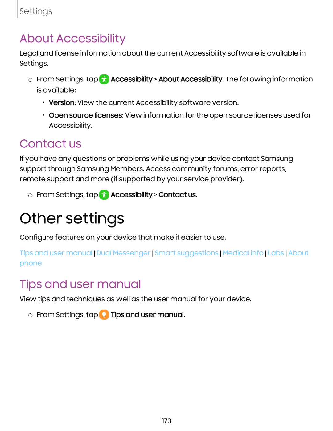 Other settings Galaxy S23+ Verizon