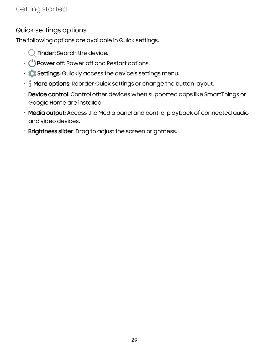 Quick settings options Galaxy S23+ Verizon