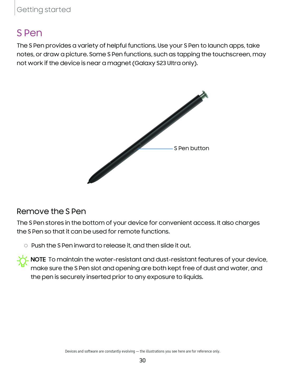 Remove the S Pen Galaxy S23+ Verizon