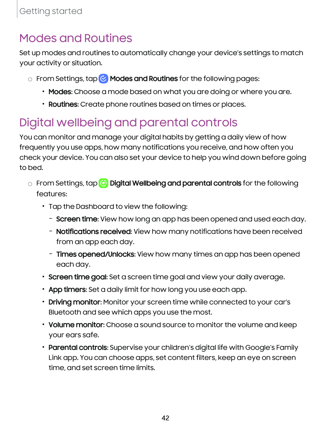 Modes and Routines Galaxy S23+ Verizon