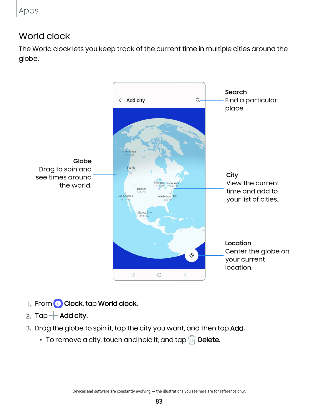 World clock Galaxy S23 Verizon