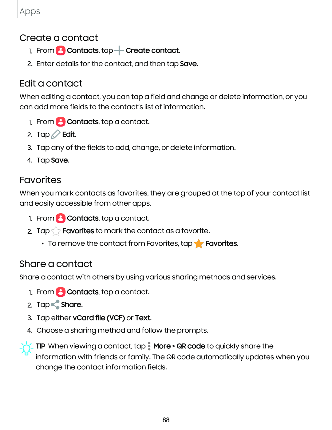 Create a contact Galaxy S23+ Verizon