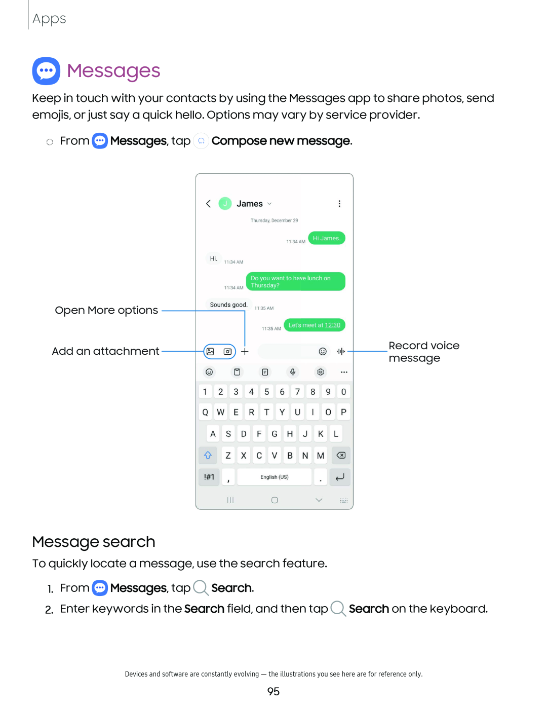 Message search eMessages