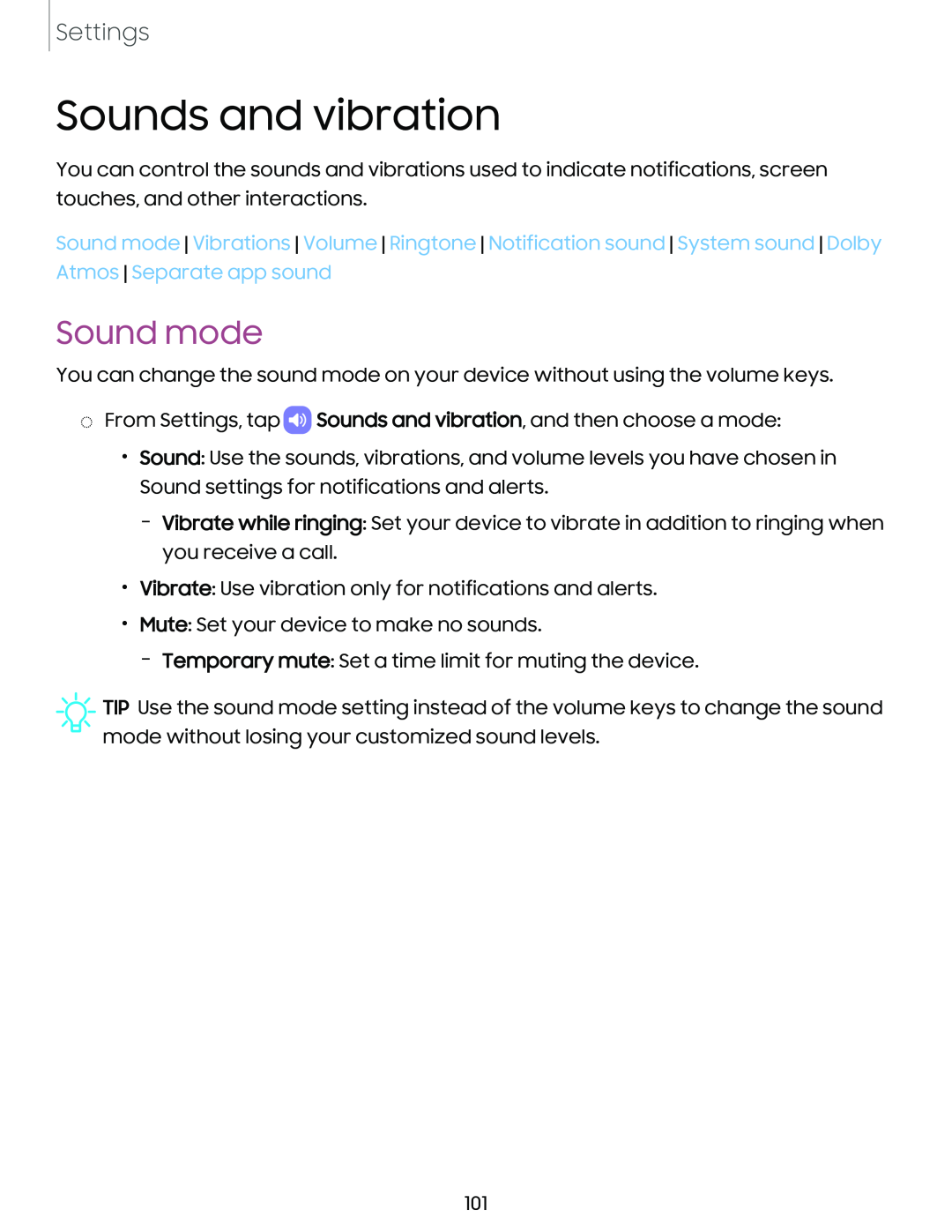 Sound mode Galaxy A6 Verizon