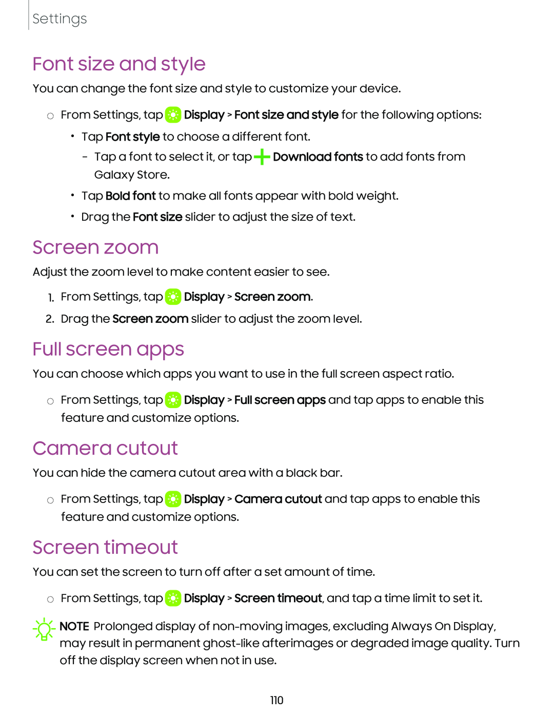 Screen zoom Galaxy A14 5G Verizon