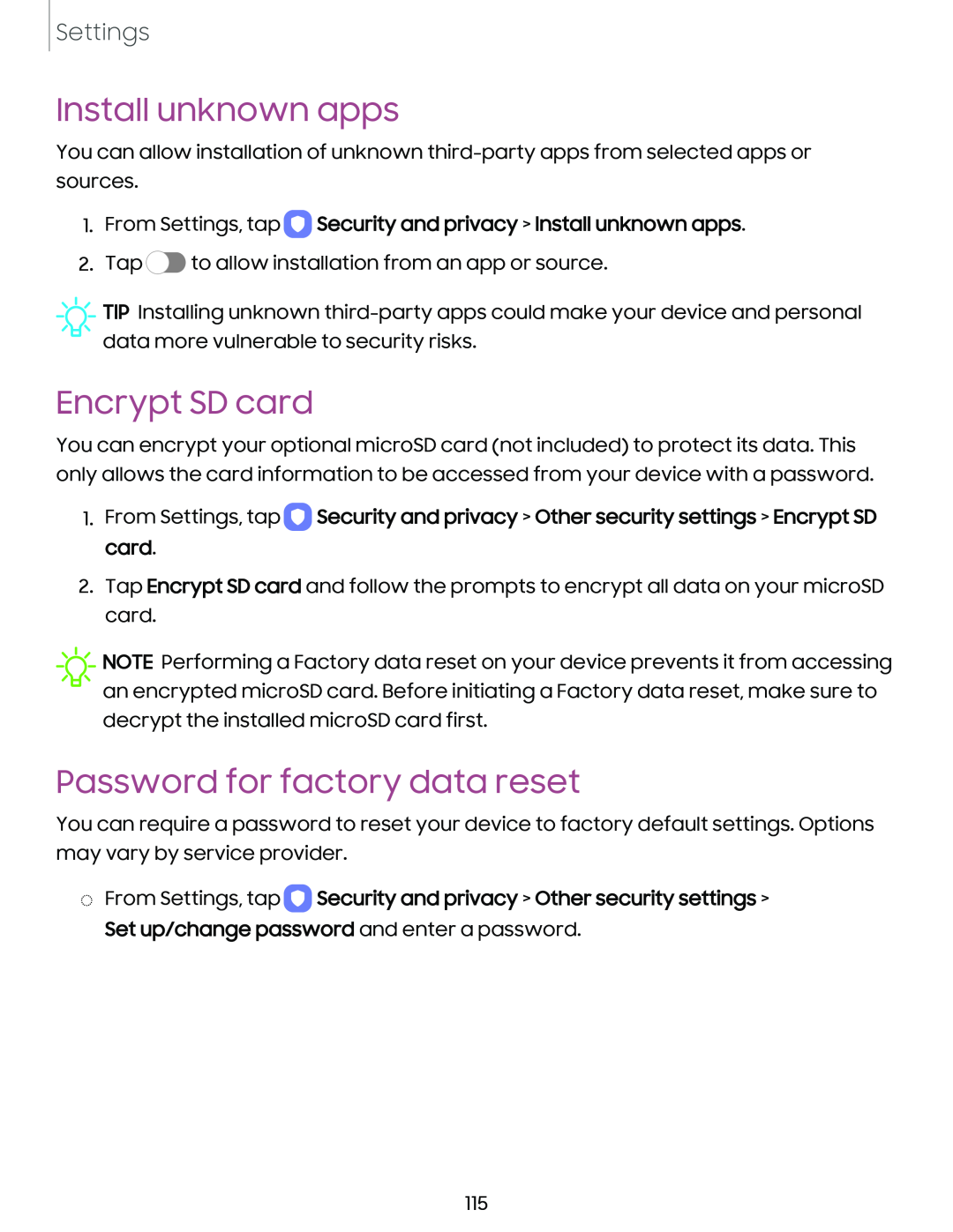 Password for factory data reset Galaxy A6 Verizon