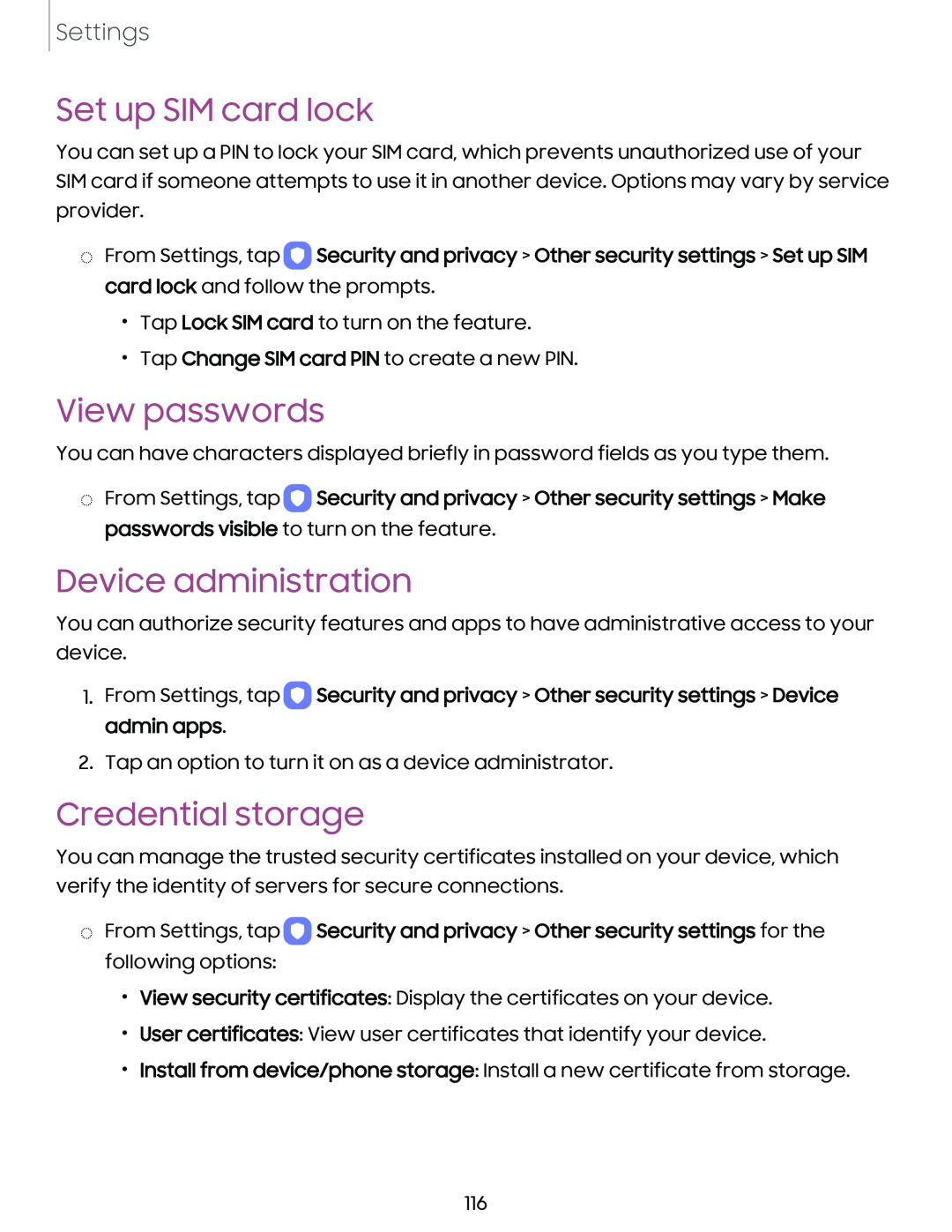 View passwords Galaxy A6 Verizon