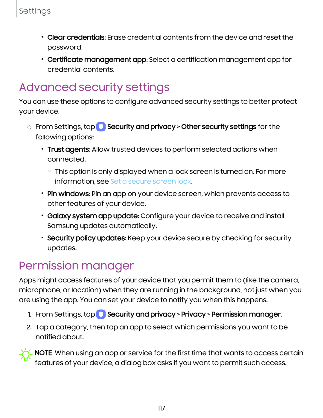 Permission manager Galaxy A6 Verizon