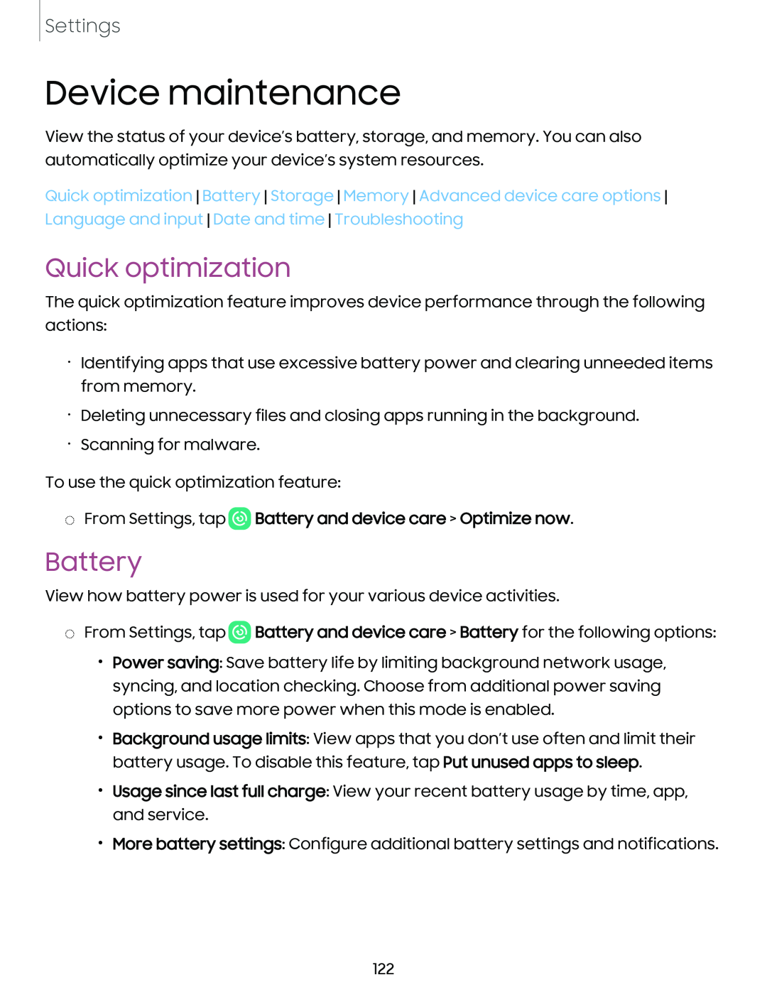 Device maintenance Galaxy A14 5G Verizon