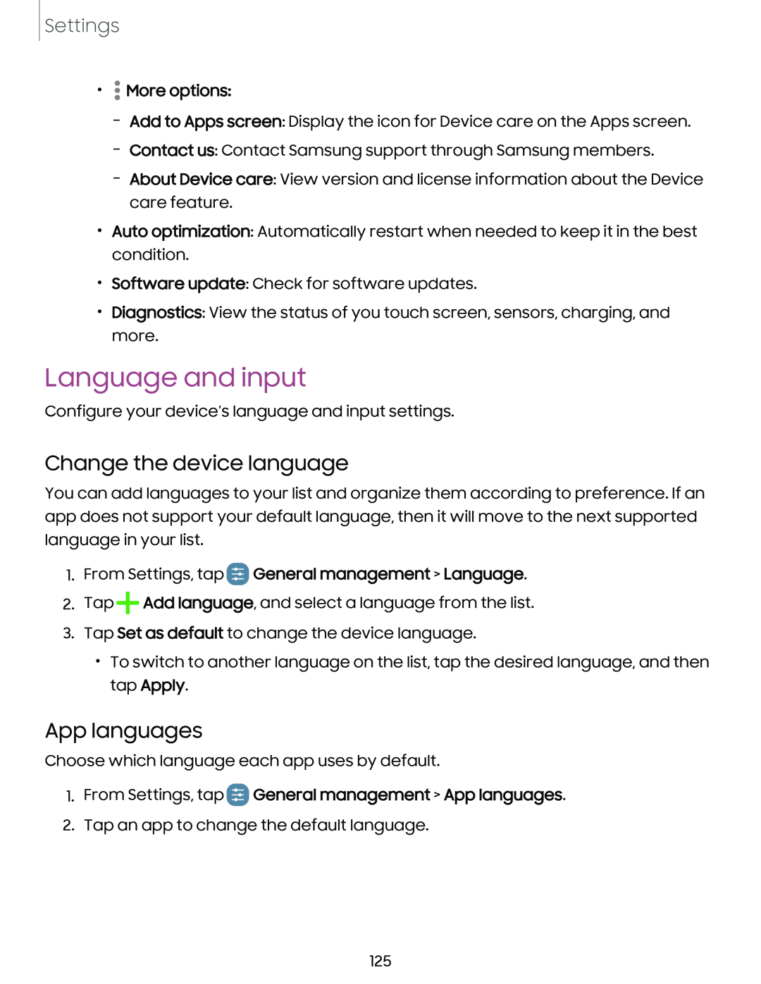 App languages Galaxy A14 5G Verizon