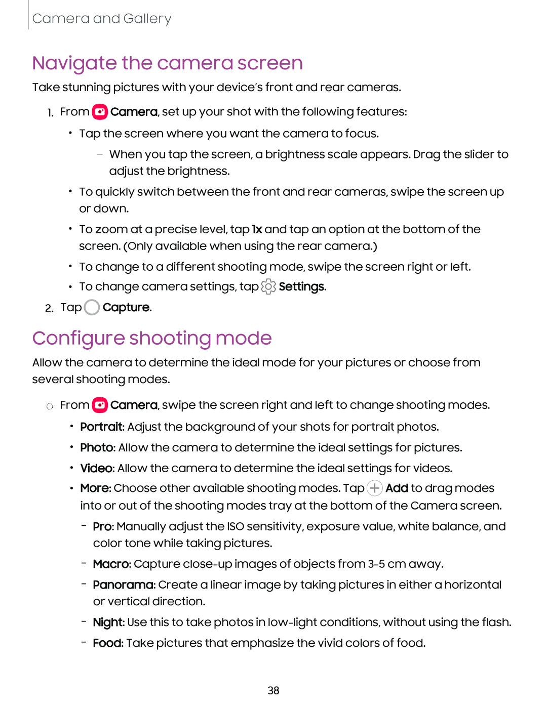 Navigate the camera screen Galaxy A14 5G Verizon