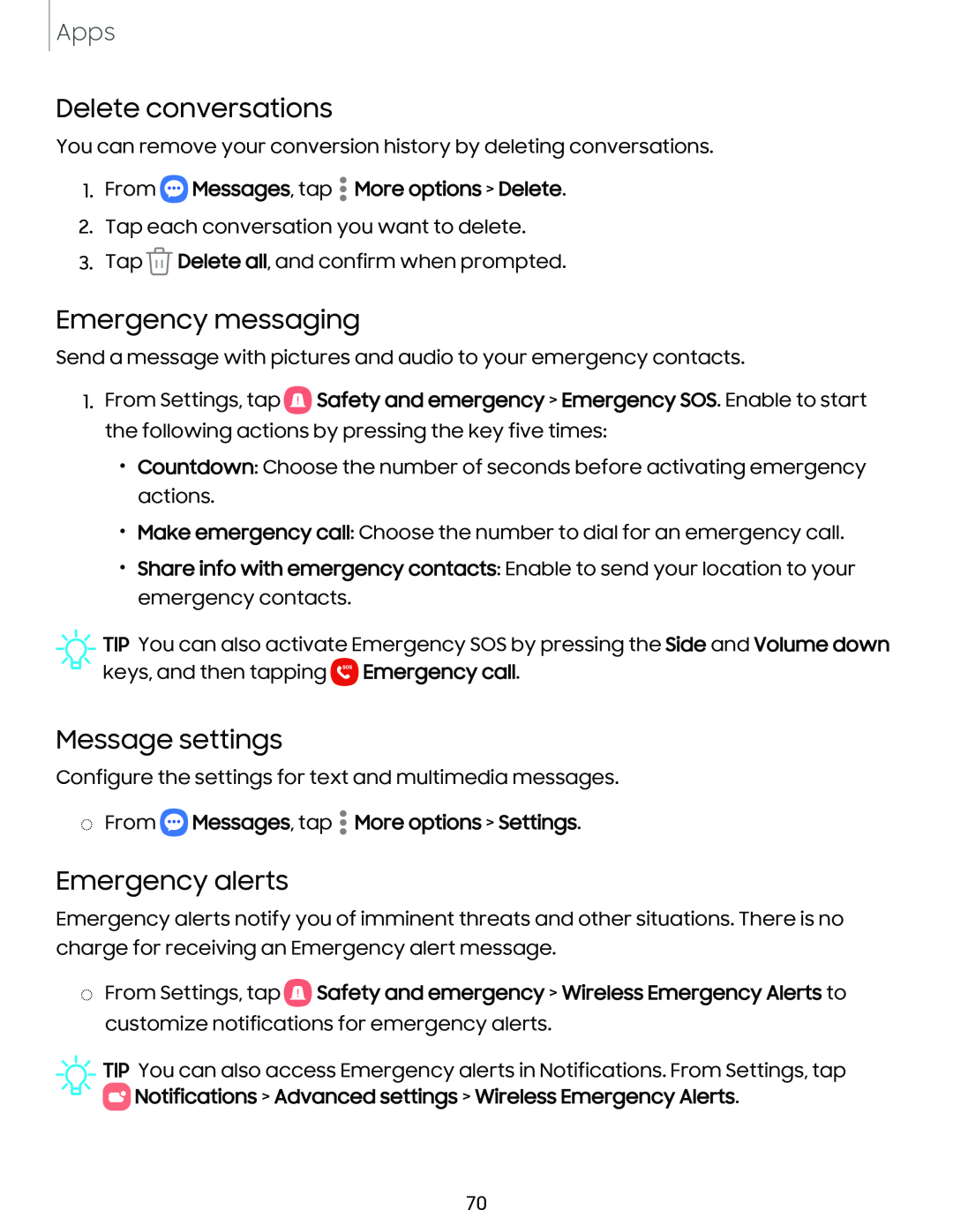 Message settings Galaxy A14 5G Verizon