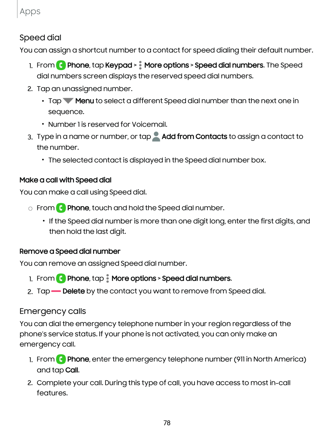 Speed dial Galaxy A14 5G Verizon