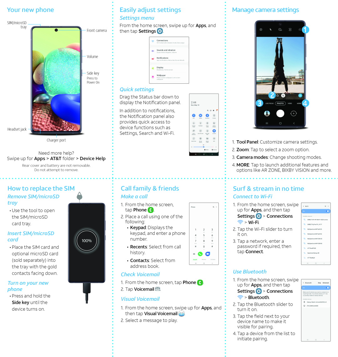 Settings > Connections > Bluetooth Galaxy A71 5G AT&T