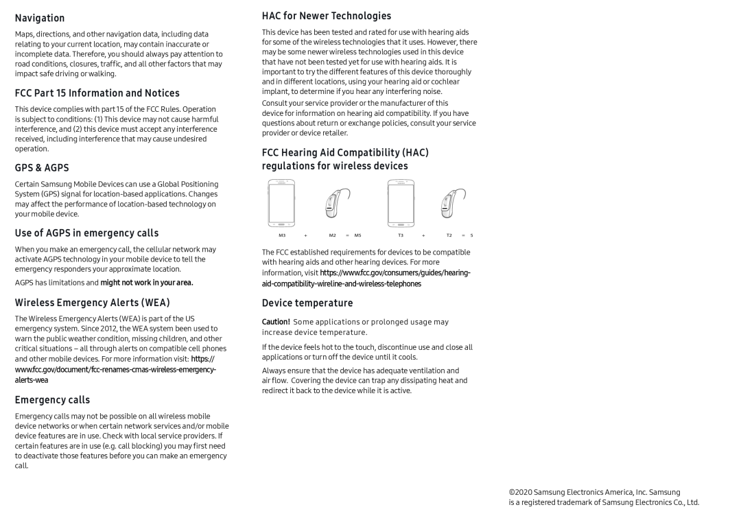 FCC Hearing Aid Compatibility (HAC) regulations for wireless devices Galaxy A71 5G US Cellular