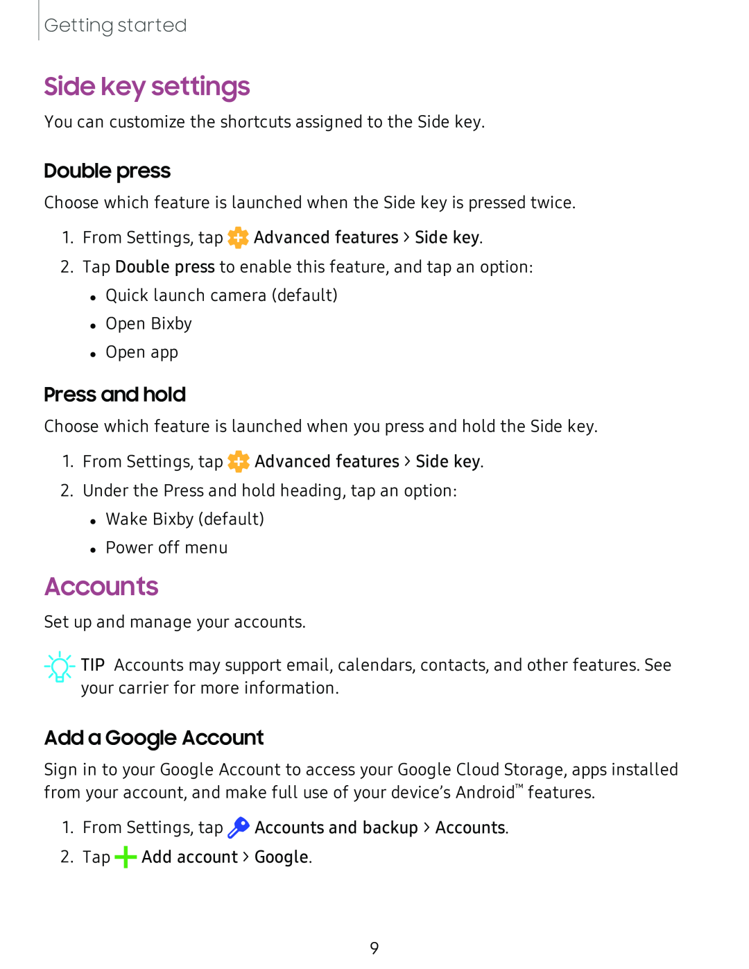 Side key settings Galaxy A51 TracFone