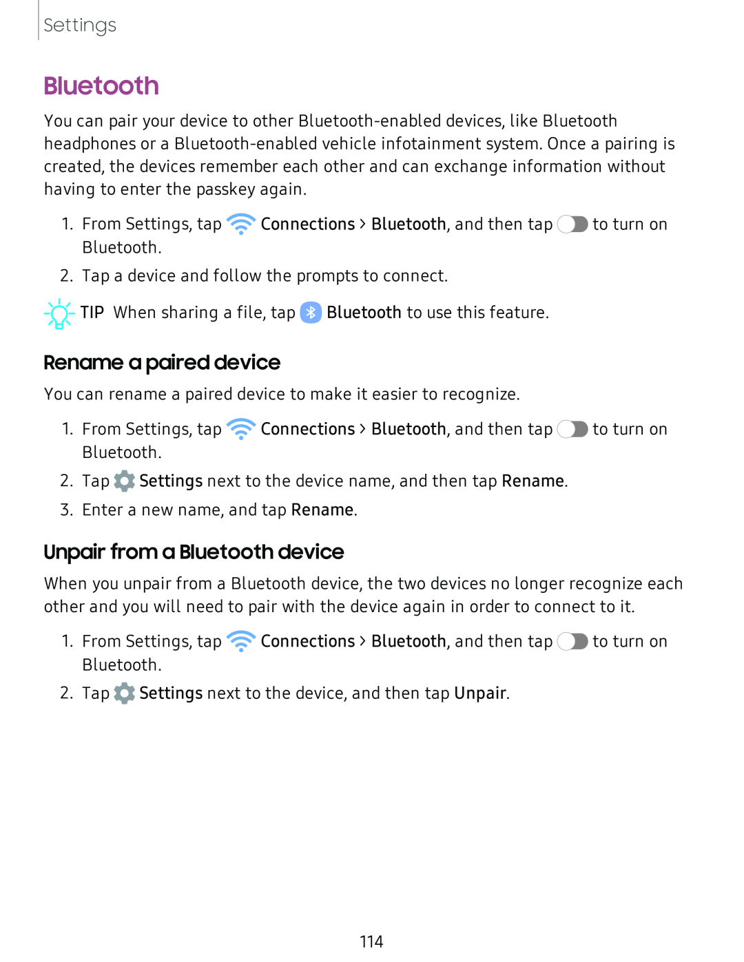 Unpair from a Bluetooth device Galaxy A51 TracFone