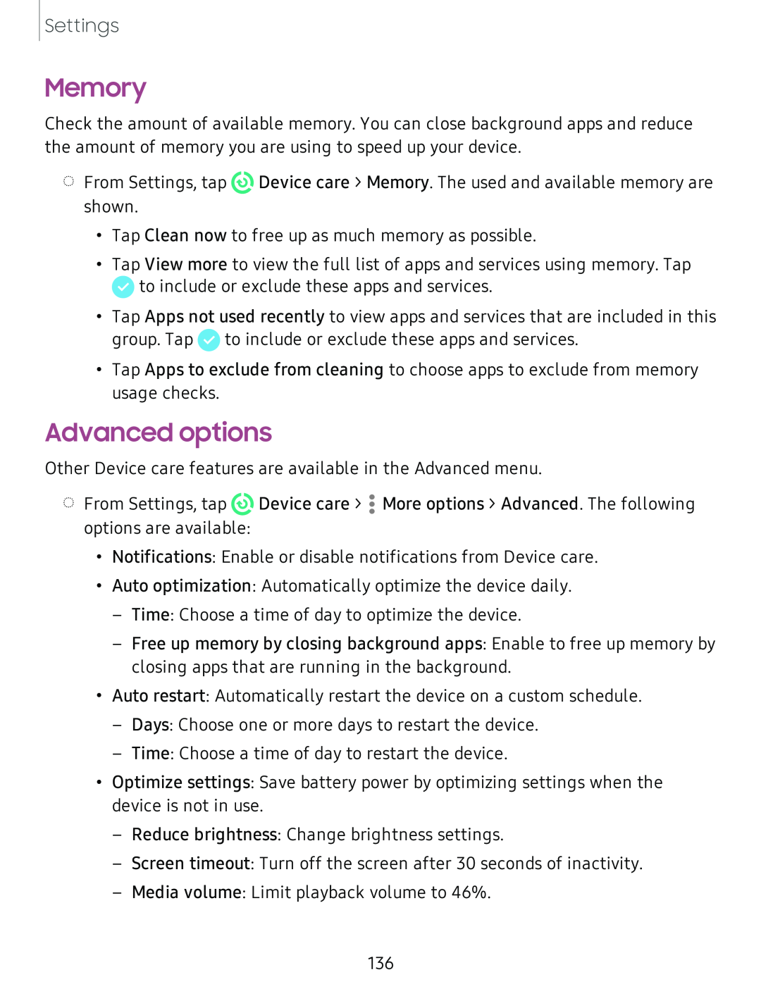 Advanced options Galaxy A51 TracFone