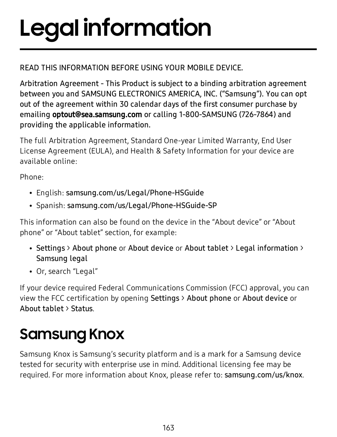 Legal information Galaxy A51 TracFone