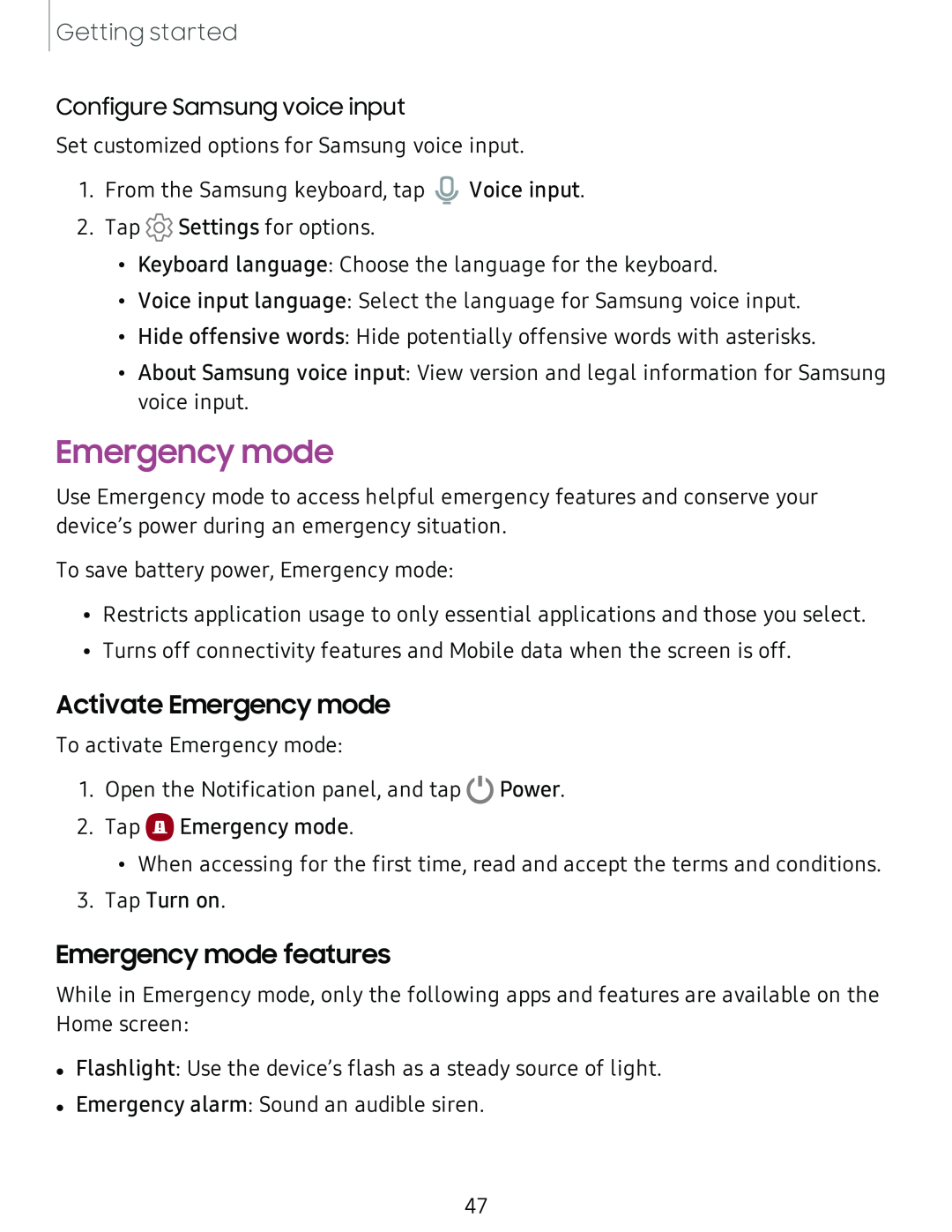 Emergency mode features Galaxy A51 TracFone