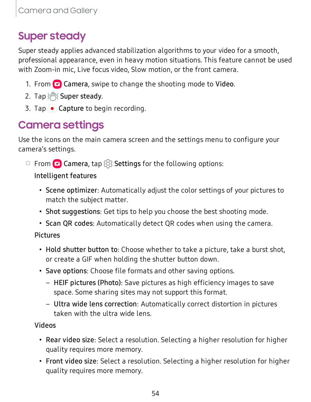 Camera settings Galaxy A51 TracFone