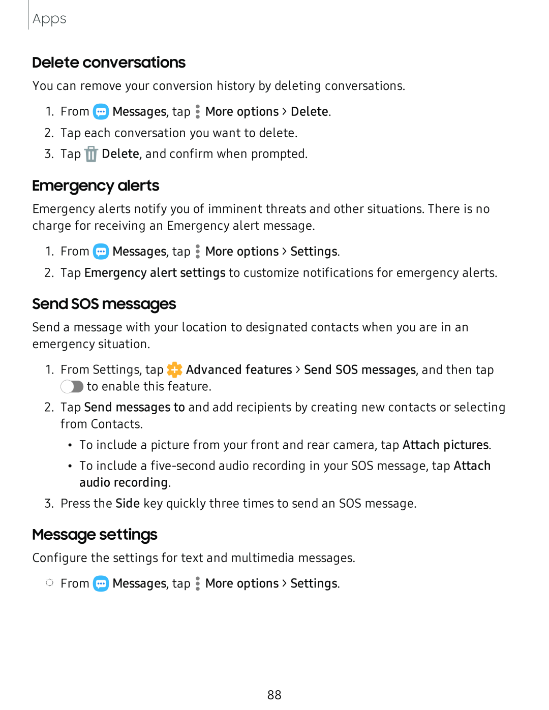 Message settings Galaxy A51 TracFone