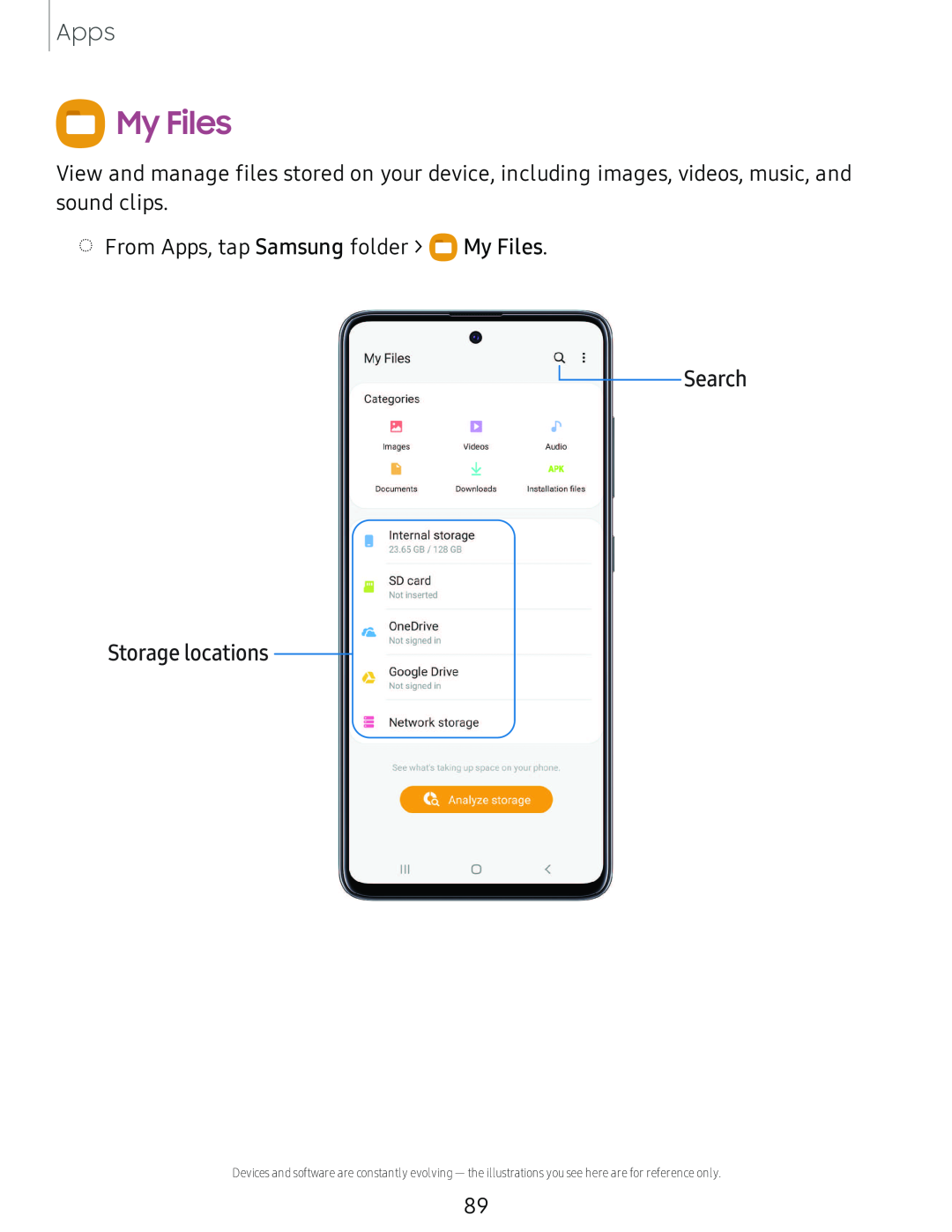 Storage locations Galaxy A51 TracFone