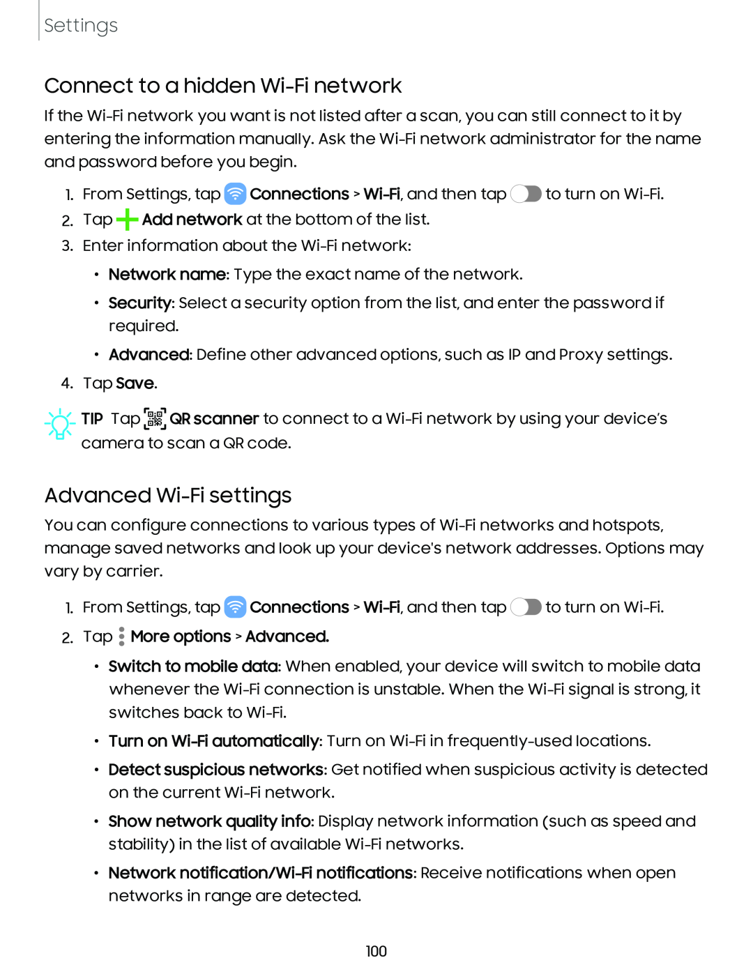 Connect to a hidden Wi-Finetwork Advanced Wi-Fisettings