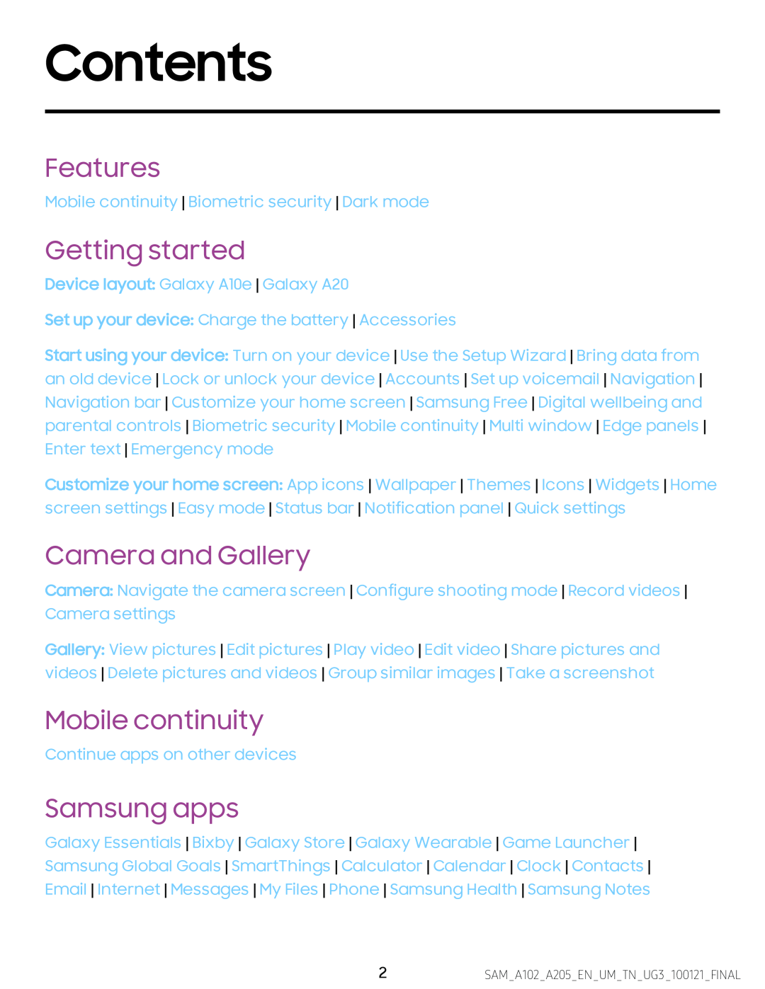 Samsung apps Galaxy A20 Sprint