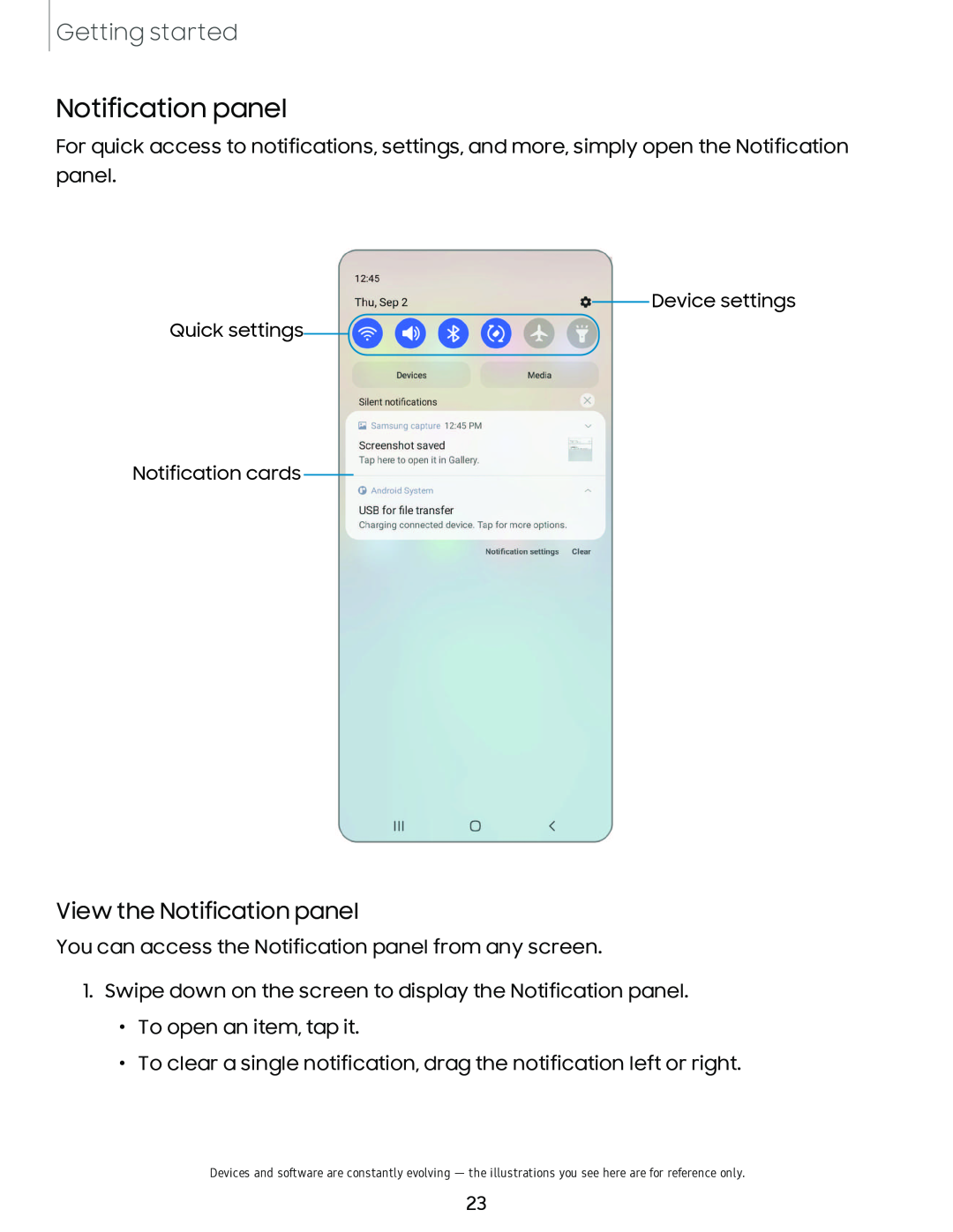 View the Notification panel Galaxy A20 Boost Mobile