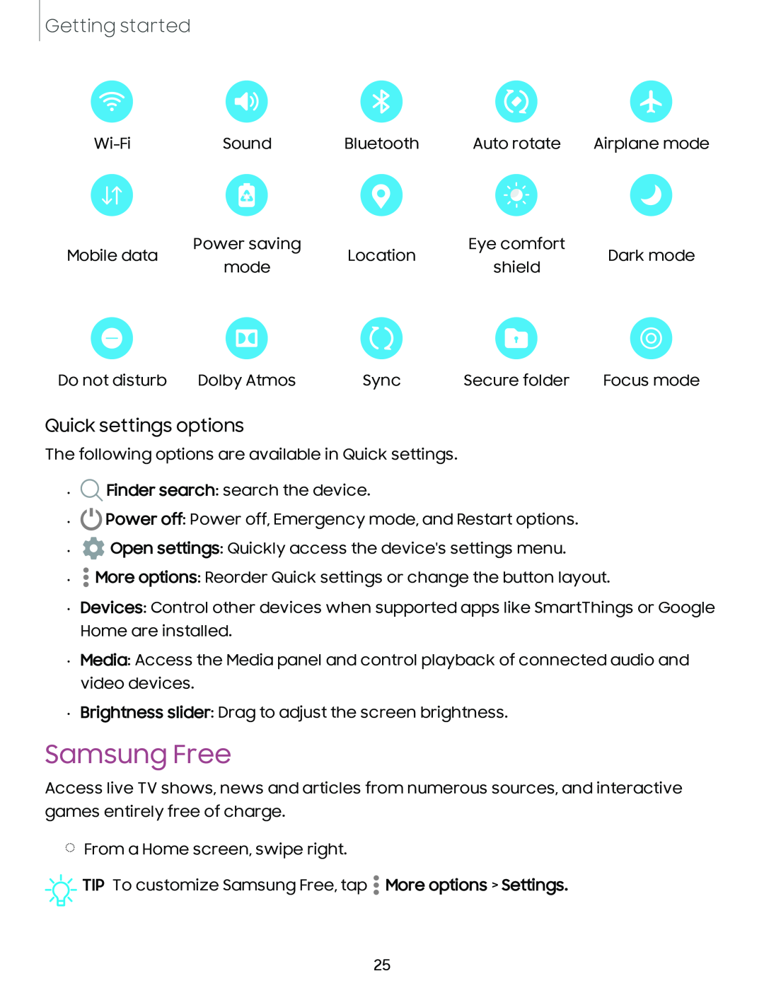 Quick settings options Galaxy A20 Boost Mobile